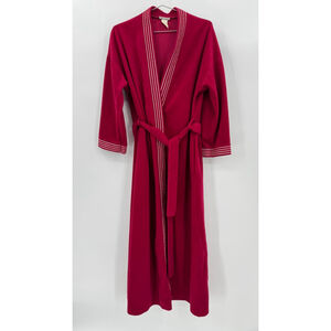 Vintage 80s Burgundy Bath Robe Open Front Tie Waist Union Made in the USA Large